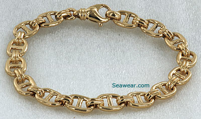 14k gold mariner link anchor braceleet