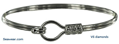 white gold pelican hook bracelet with VS diamonds