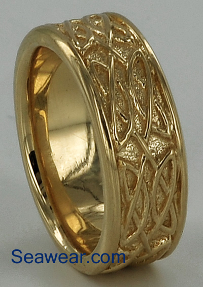 Celtic wedding band after walnut shell tumbling