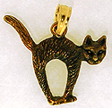 black cat in 14kt gold and rhodium jewelry necklace pendant