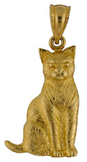 14kt yellow gold cat jewelry necklace pendant charm