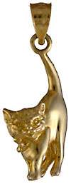 14kt raised tail kitty cat jewelry charm