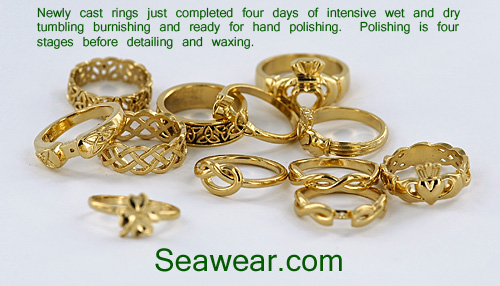 newly cast Celtic knot wedding bands