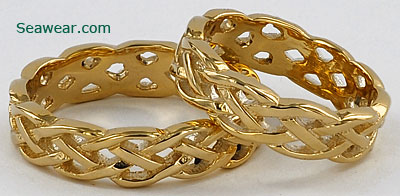 Celtic woven wedding ring set