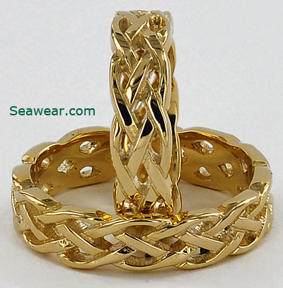 Celtic woven wedding band set