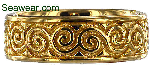 Newgrange spirals wedding band