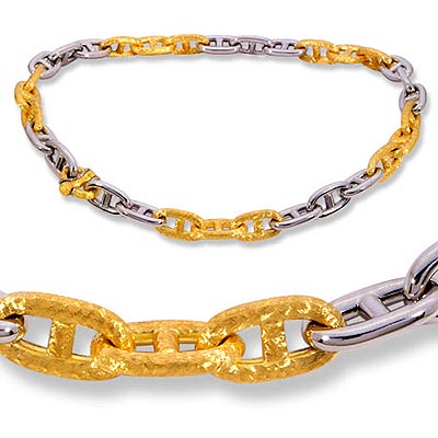 two tone gold stud link marine chain