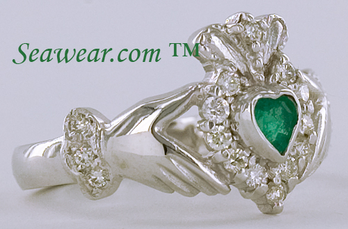 white gold half carat diamonds .3ct emerald