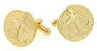 gold tone anchor on coiled link cufflinks