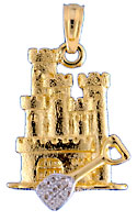 beach sand castle with diamond shovel