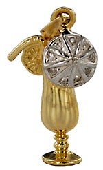 gold umbrella beach drink with VS diamonds