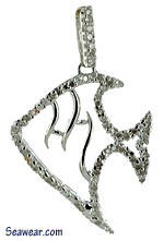 18kt white gold diamond tropical reef fish pendant