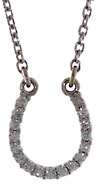 14kt white gold diamond horse shoe necklace