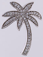 14kt white gold diamond palm tree pendant