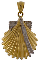 14kt diamond scallop necklace pendant