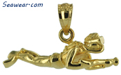 3D full round spear gun diver pendant