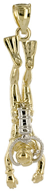 14kt gold male scuba diver charm
