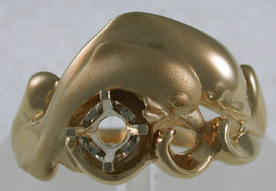 top view of dolphin engagement ring