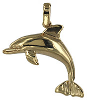 14k gold half round dolphin necklace pendant