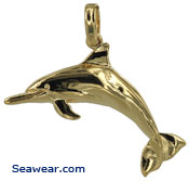 gold spinner bottle nose dolphin necklace pendant