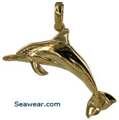 14kt bottlenosed dolphin with diamond eye necklace