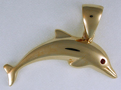 14K Yellow Gold-plated 925 Silver Dolphins With Coral Pendant with 16 Necklace Jewels Obsession Dolphins With Coral Necklace