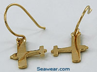 14k gold airplane earrings of piper or single engine