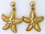 14kt gold ball dropp starfish post earrings