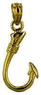 small 14kt maori fish hook jewelry charm