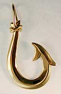 14kt double barbed polynesian fish hook