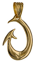 14k tribal Kiwi Koru fish hook