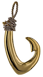14kt two tone Hawiian tribal fish hook with hand whipped eye