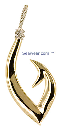 biggest bassadest tribal fish hook in 14kt gold