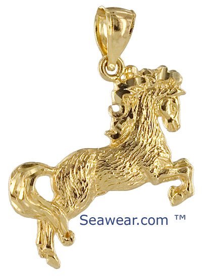 Jewels Obsession Horse Charm Pendant 14K White Gold Horse Pendant 13 mm