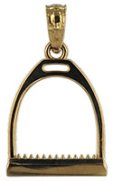 14k gold english stirrup pendant