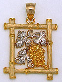 14k gold vineyard grapes and leaves cluster