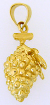 14kt bunch of grapes haning from the vine charm or pendant