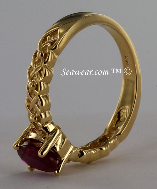 14kt celtic knot ruby ring