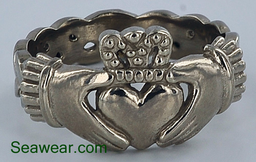 white gold celtic claddagh ring