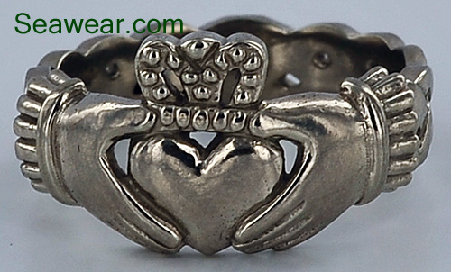 white gold celtic claddagh ring