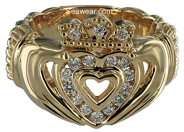 diamond Celtic Claddagh ring