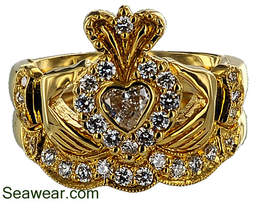 Claddagh diamond wedding band set