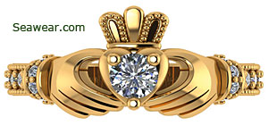 Claddagh diamond engagement ring