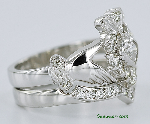 diamond Claddagh wedding set