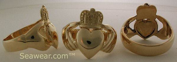 mans 14k gold Claddagh ring