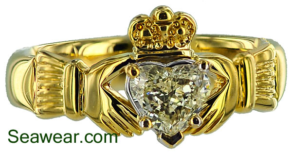diamond Claddagh engagement ring