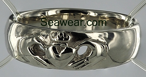 white gold Claddaagh wedding ring