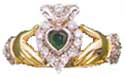 diamond emerald claddagh ring