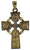 14k New Grange Spirals Celtic Cross
