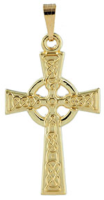 14kt child Celtic Cross in three sizes with raised Cletic knot pattern